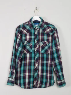 Men's Green Check Western Heavy Quality Vintage Flannel Shirt M