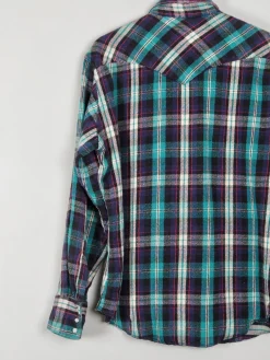 Men's Green Check Western Heavy Quality Vintage Flannel Shirt M