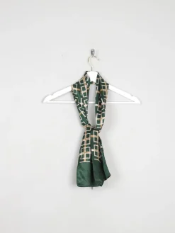 Men's Green Satin Graphic Print Scarf