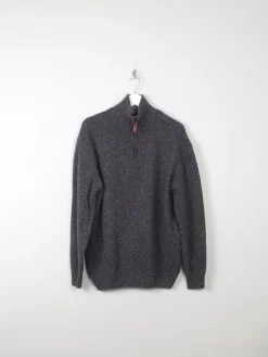 Men's Grey Blarney Wool Jumper 1/4 Zip New M