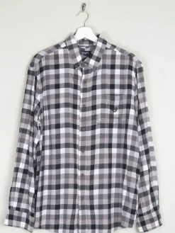 Men's Grey Check Vintage Flannel Shirt Chaps XL