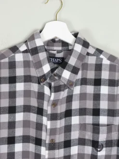 Men's Grey Check Vintage Flannel Shirt Chaps XL