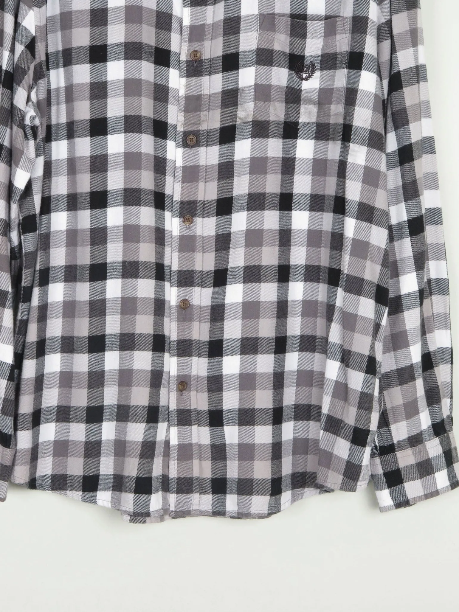 Men's Grey Check Vintage Flannel Shirt Chaps XL