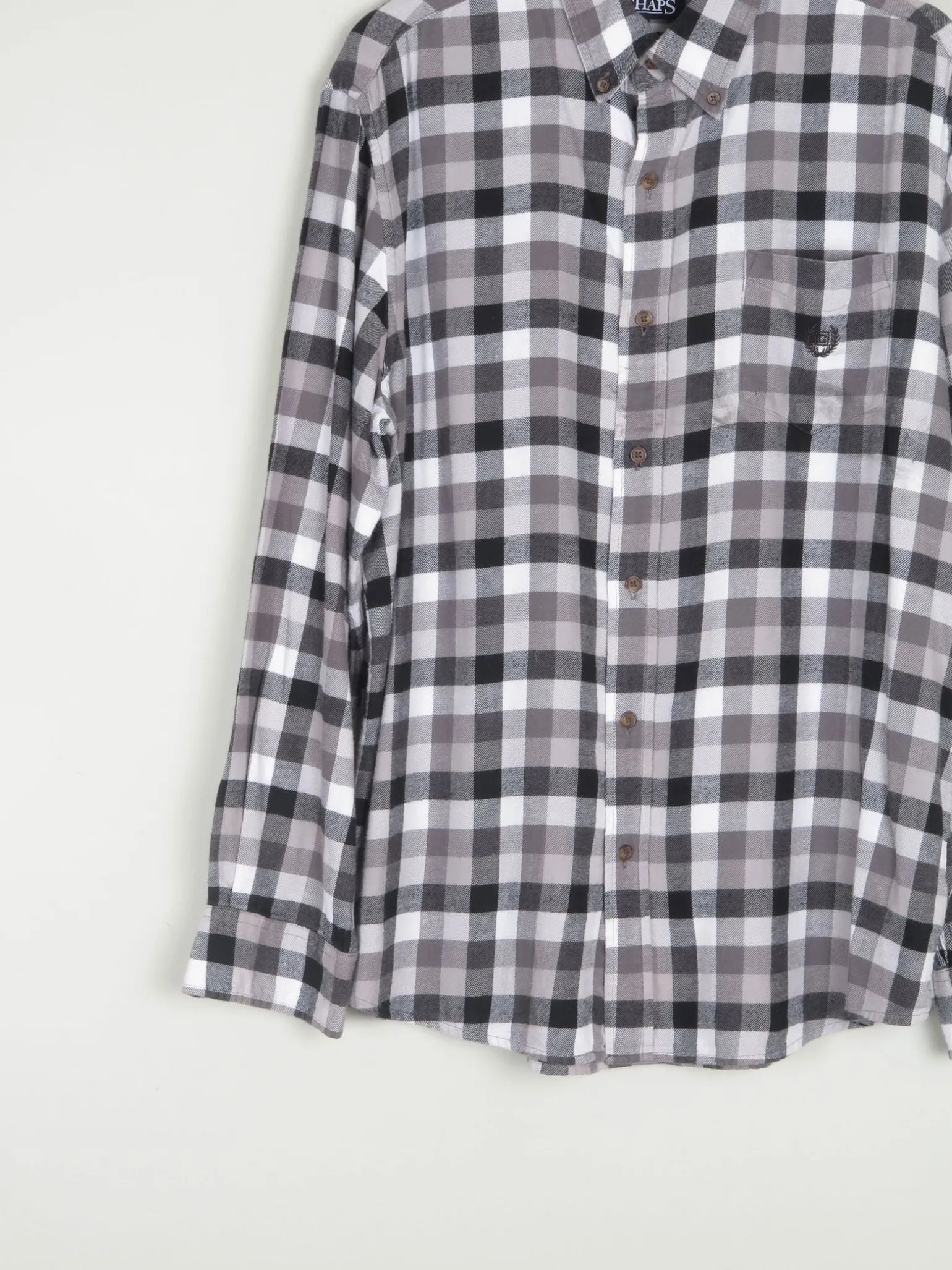 Men's Grey Check Vintage Flannel Shirt Chaps XL
