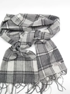 Men's Grey Tartan Foxford Wool Scarf