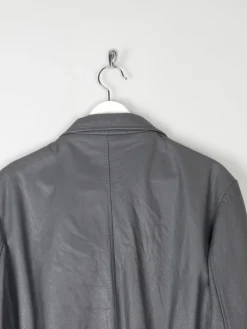 Men’s Grey Vintage Leather Bomber Jacket 1970s S/M
