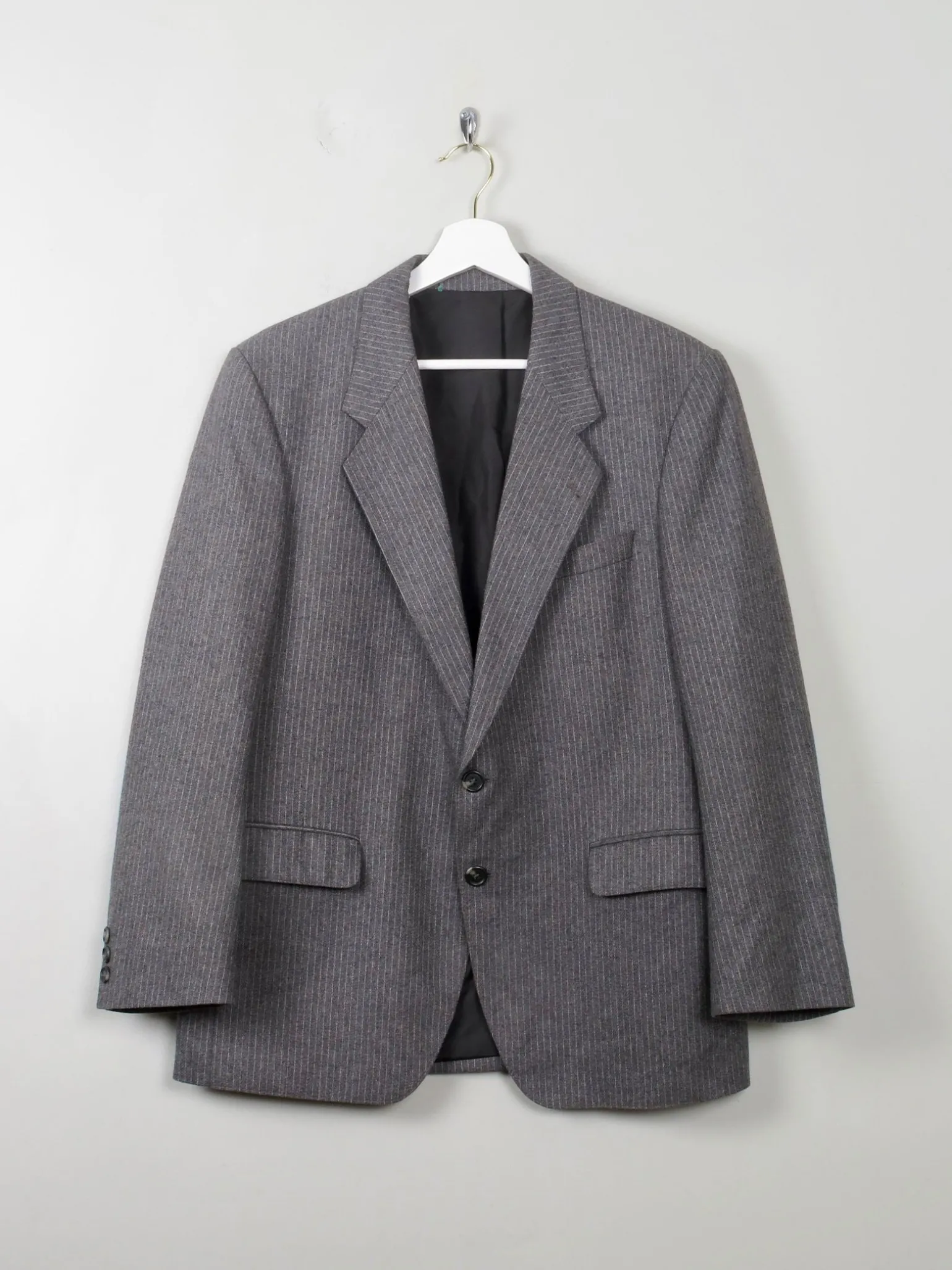 Men's Grey Vintage 70s Pinstripe Jacket 40"