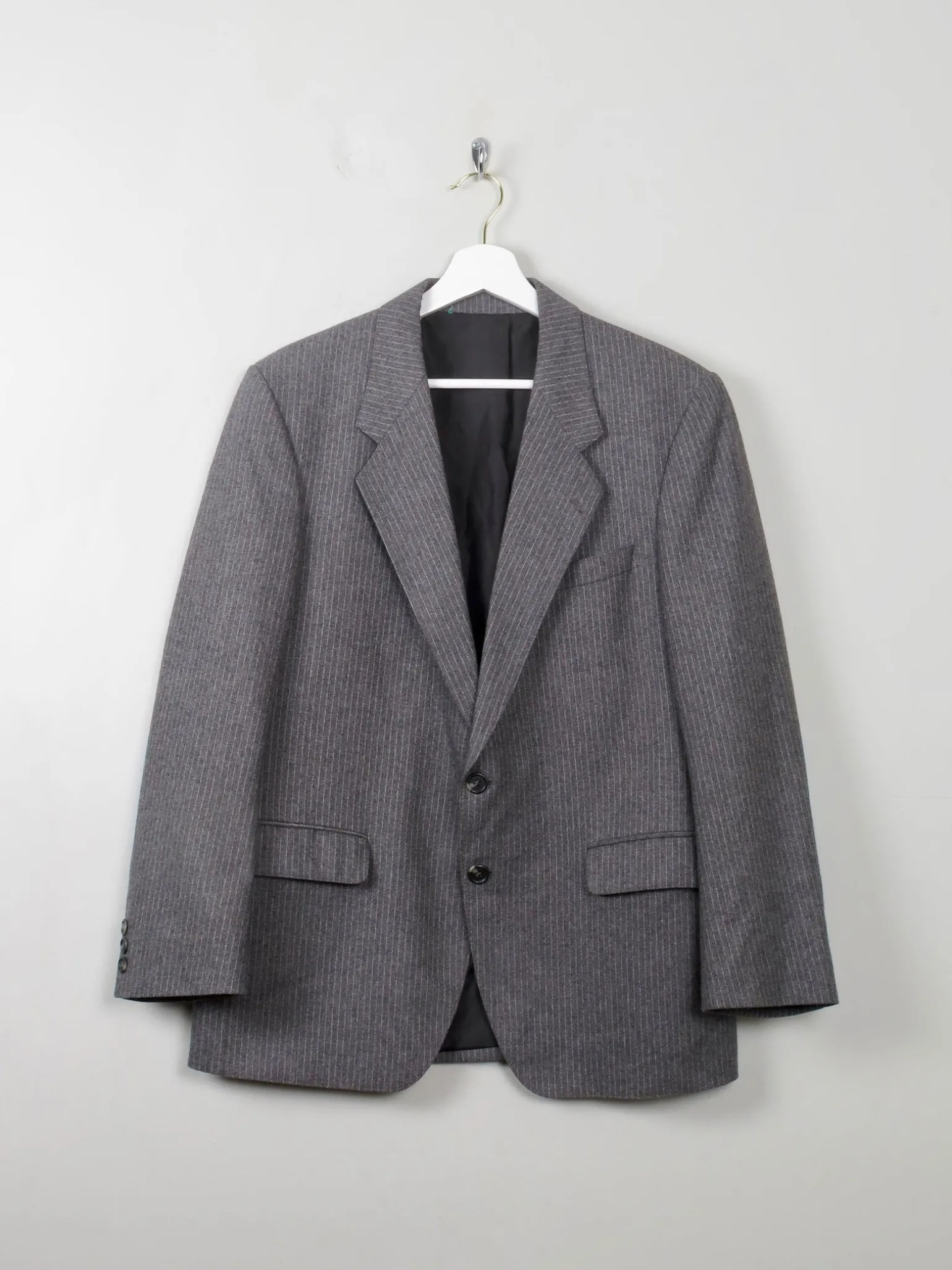 Men's Grey Vintage 70s Pinstripe Jacket 40"