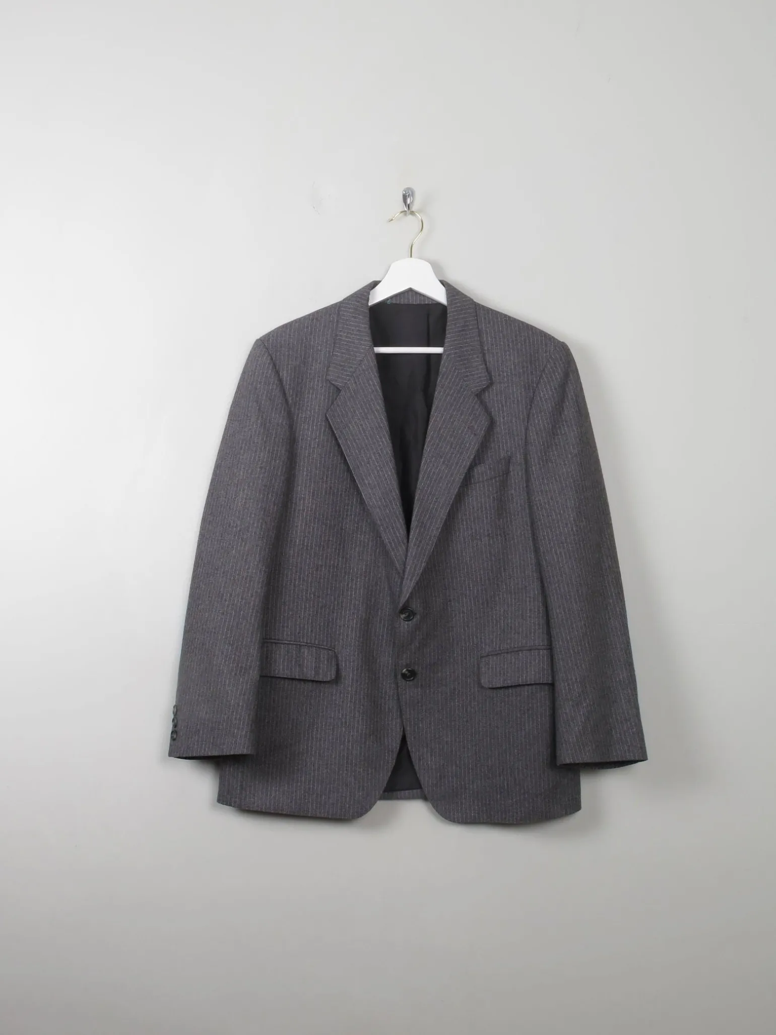 Men's Grey Vintage 70s Pinstripe Jacket 40"