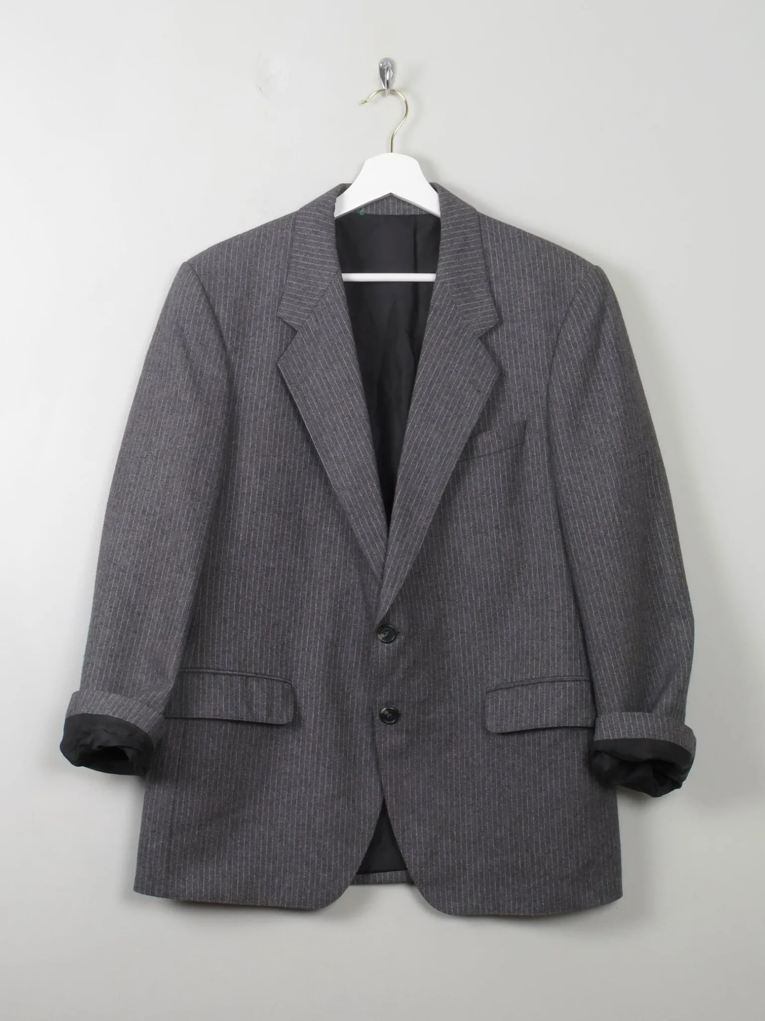 Men's Grey Vintage 70s Pinstripe Jacket 40"