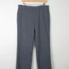 Men's Grey/Blue Striped Wool 1970s Trousers 34"W 32L"