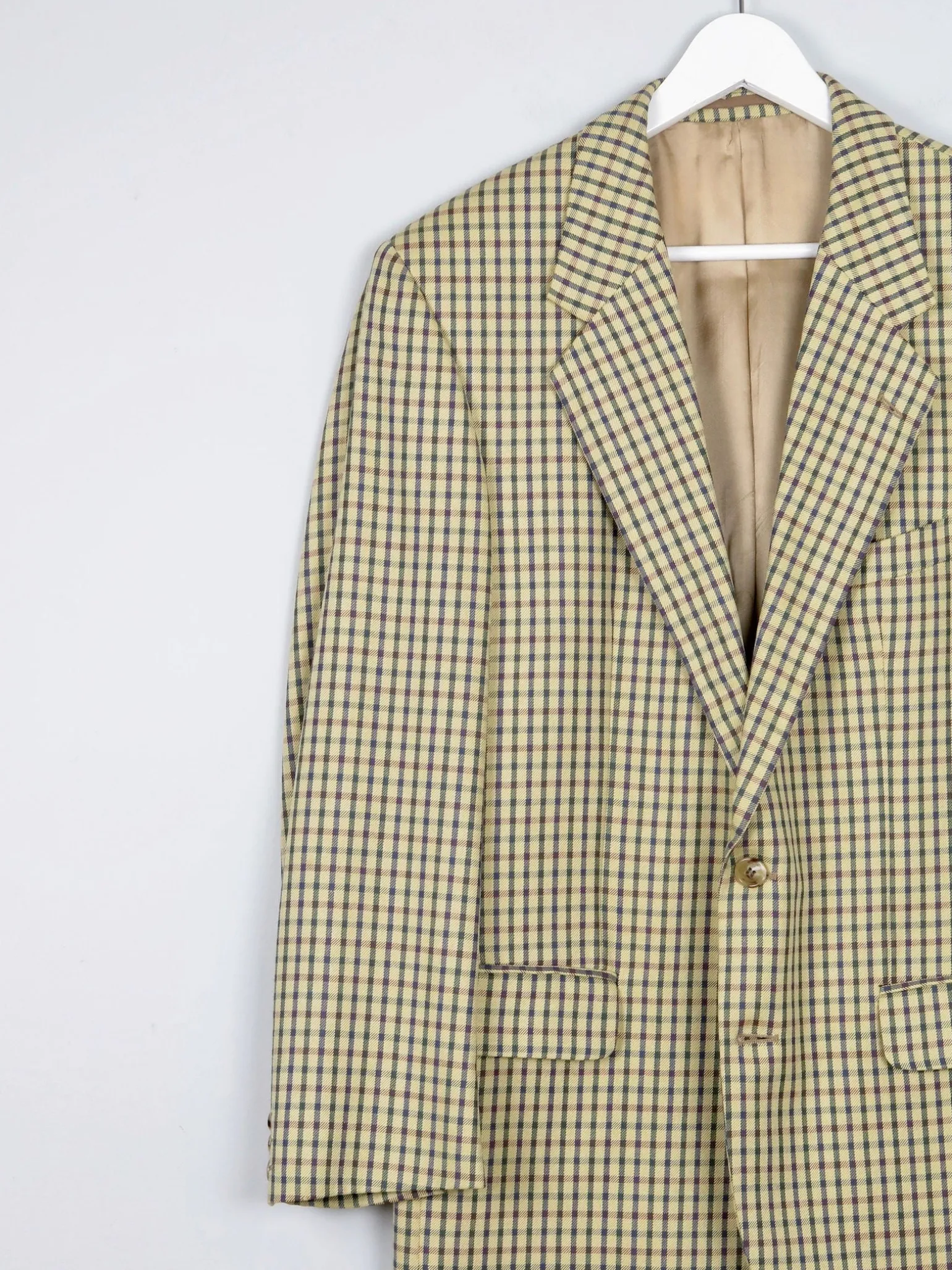 Men’s Louis Copeland Mustard Check Wool Vintage Jacket 42”