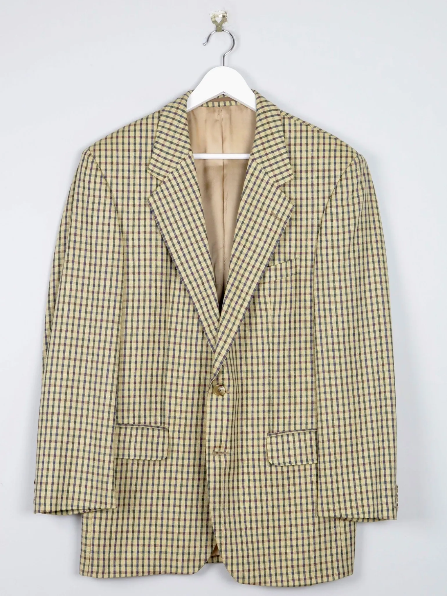Men’s Louis Copeland Mustard Check Wool Vintage Jacket 42”