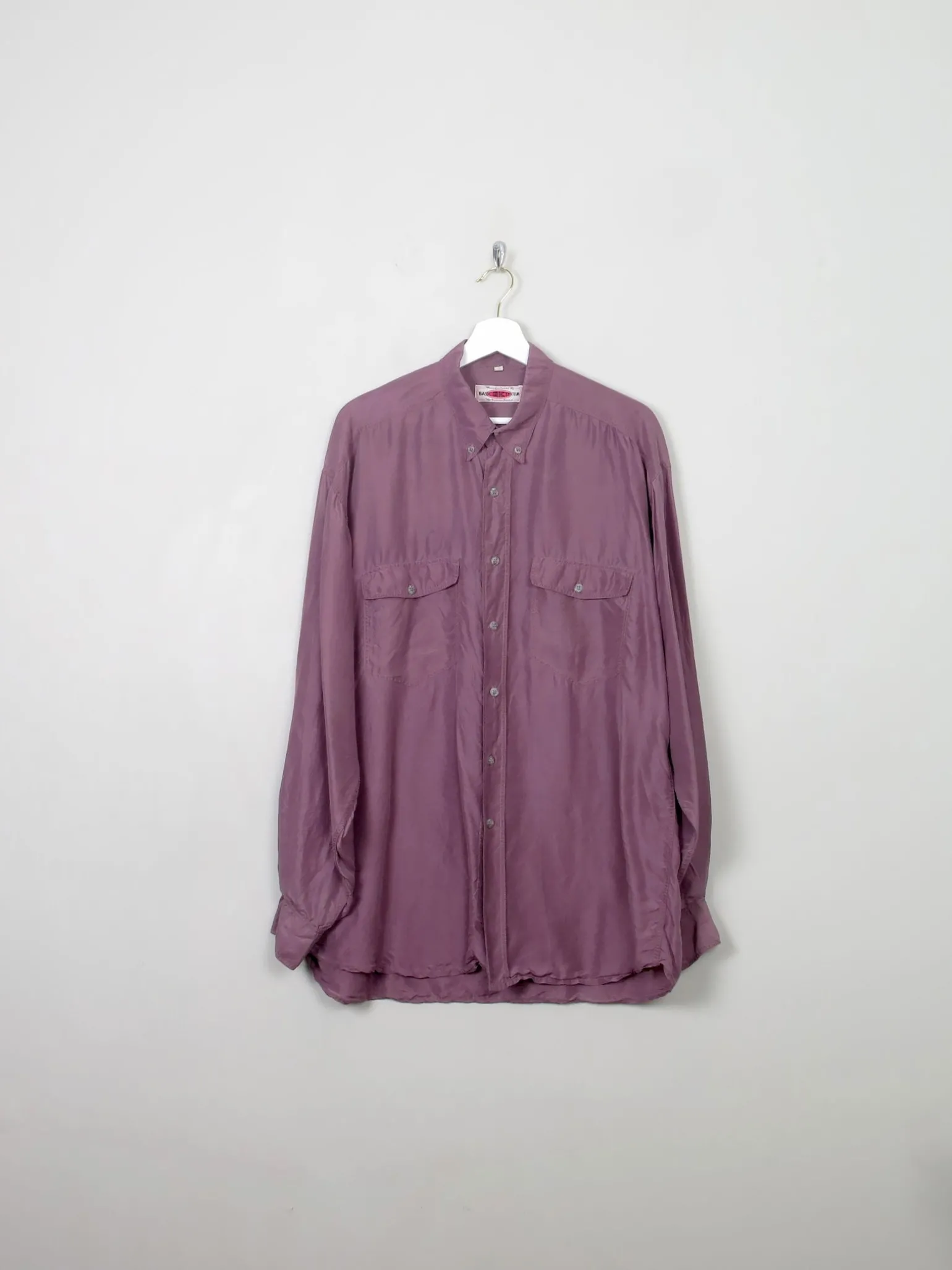 Men's Mauve Vintage Silk Shirt L