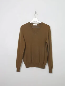 Men's Mustard/Green Cashmere V- Neck Jumper S/M