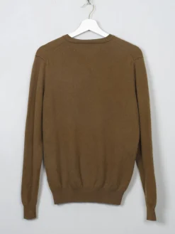 Men's Mustard/Green Cashmere V- Neck Jumper S/M
