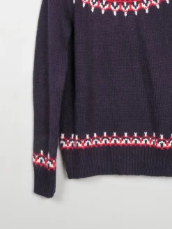 Men's Navy & Red Nordic Style Jumper S/M