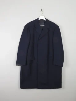 Men's Navy Crombie Overcoat Coat XL 46"