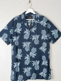 Men's Navy Pineapple Shirt New L/XL