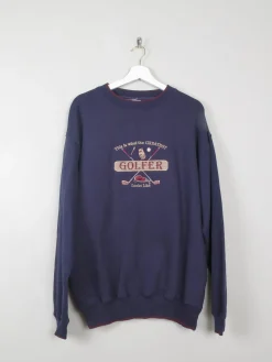 Mens Navy Vintage Embroidered Golfer Sweatshirt M