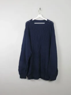 Men's Navy Vintage Jumper Hand-knit XXL