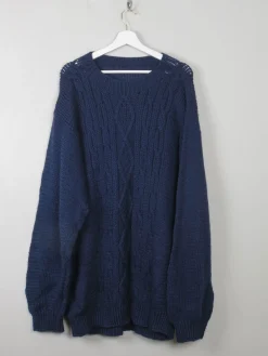 Men's Navy Vintage Jumper Hand-knit  XXL