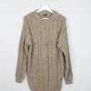 Men's Oatmeal Cable Knit Vintage Jumper Long M/L