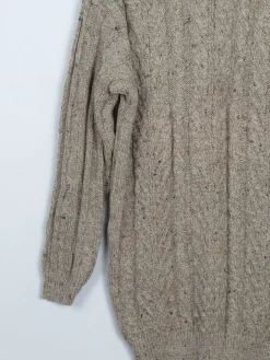 Men's Oatmeal Cable Knit Vintage Jumper Long M/L