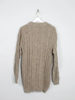 Men's Oatmeal Cable Knit Vintage Jumper Long M/L