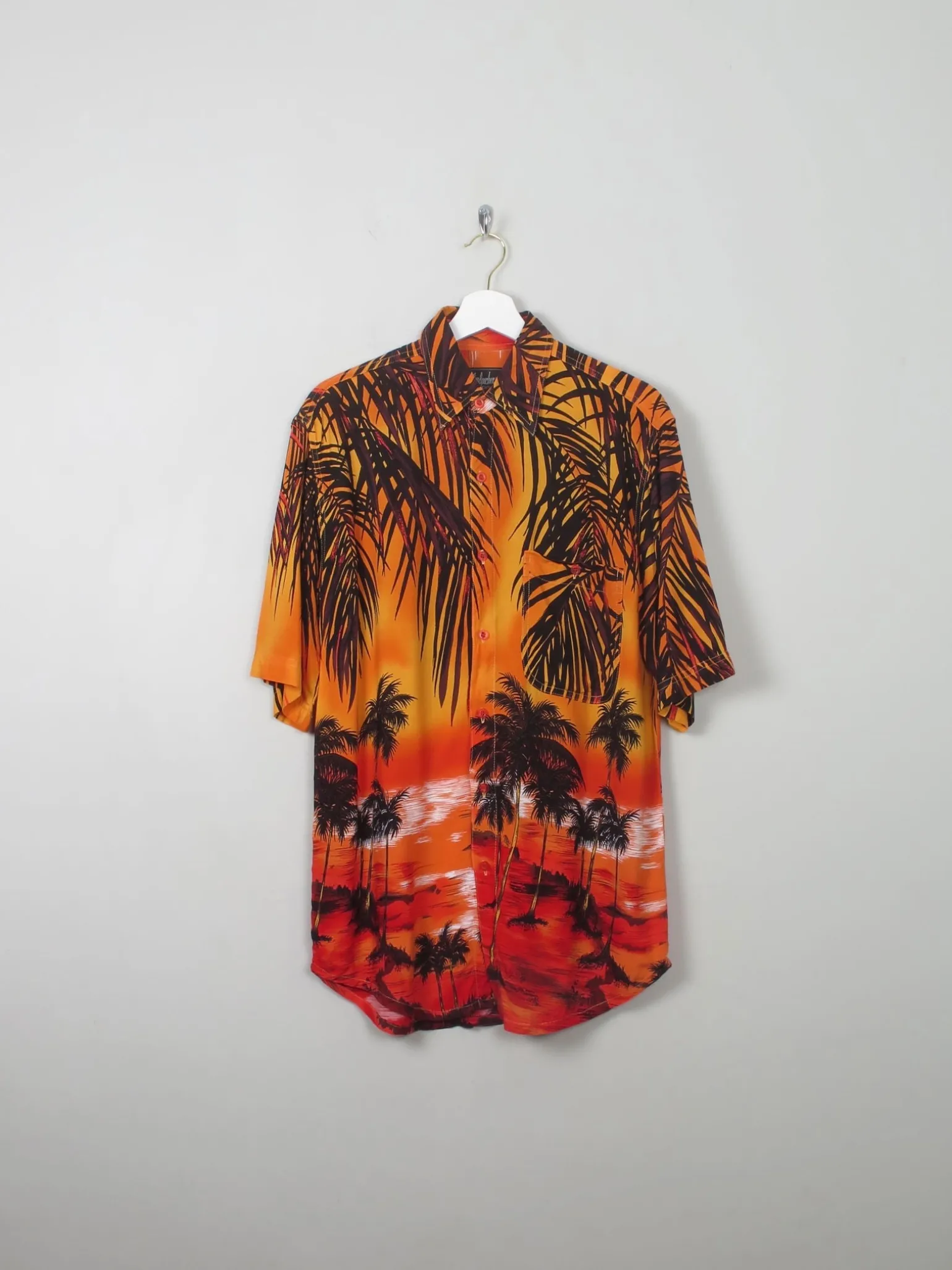 Men's Orange Vintage Hawaiian Shirt M/L