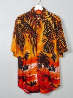 Men's Orange Vintage Hawaiian Shirt M/L