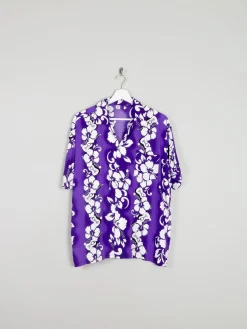 Men's Purple Vintage Hawaiian Style Shirt S