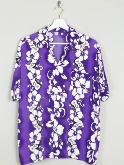 Men's Purple Vintage Hawaiian Style Shirt S