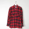 Men's Red & Black Vintage Flannel Shirt With Zip L