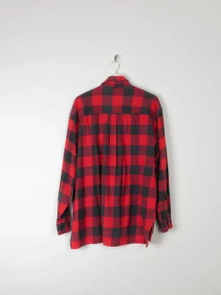 Men's Red & Black Vintage Flannel Shirt With Zip L