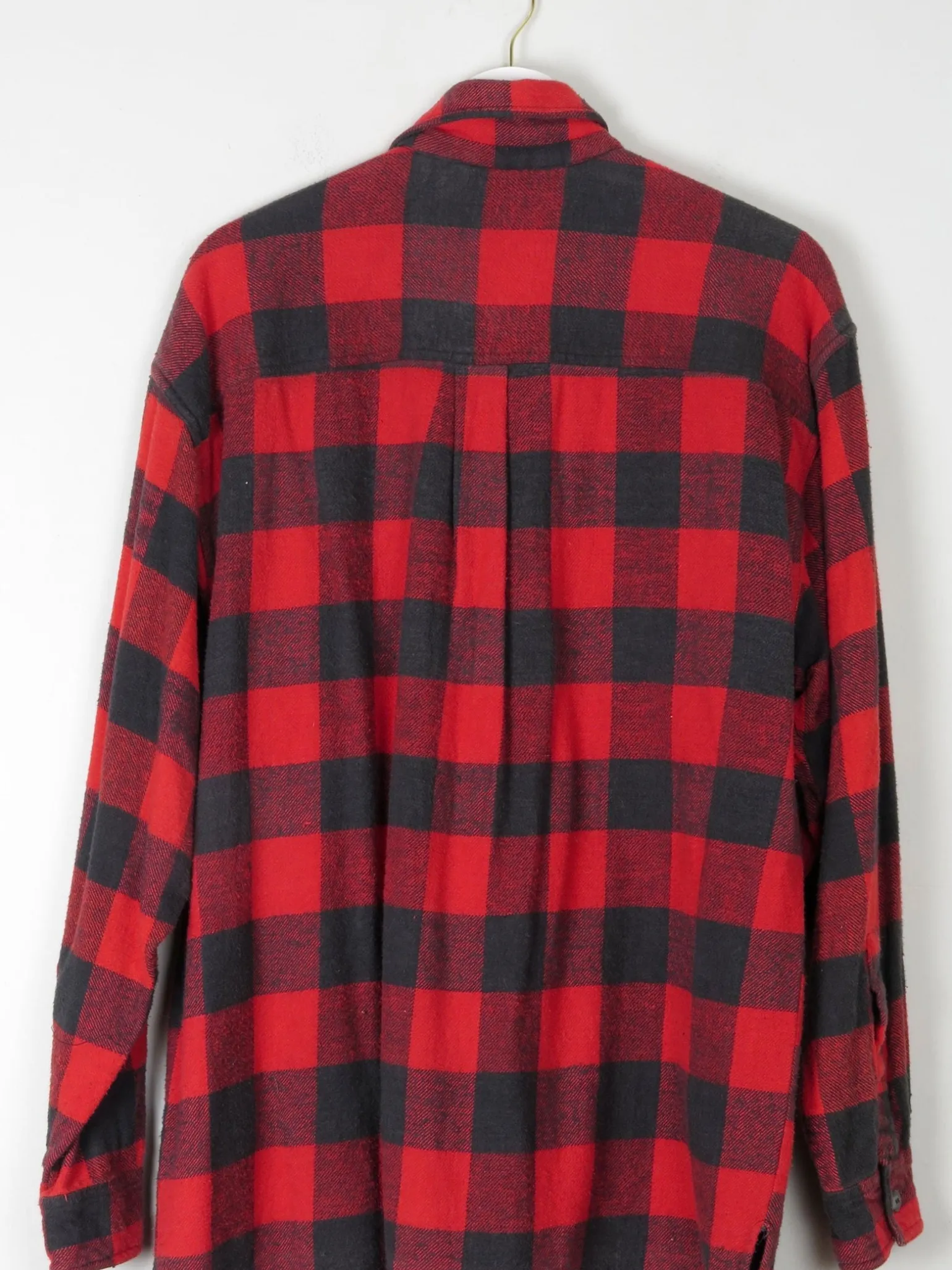 Men's Red & Black Vintage Flannel Shirt With Zip L