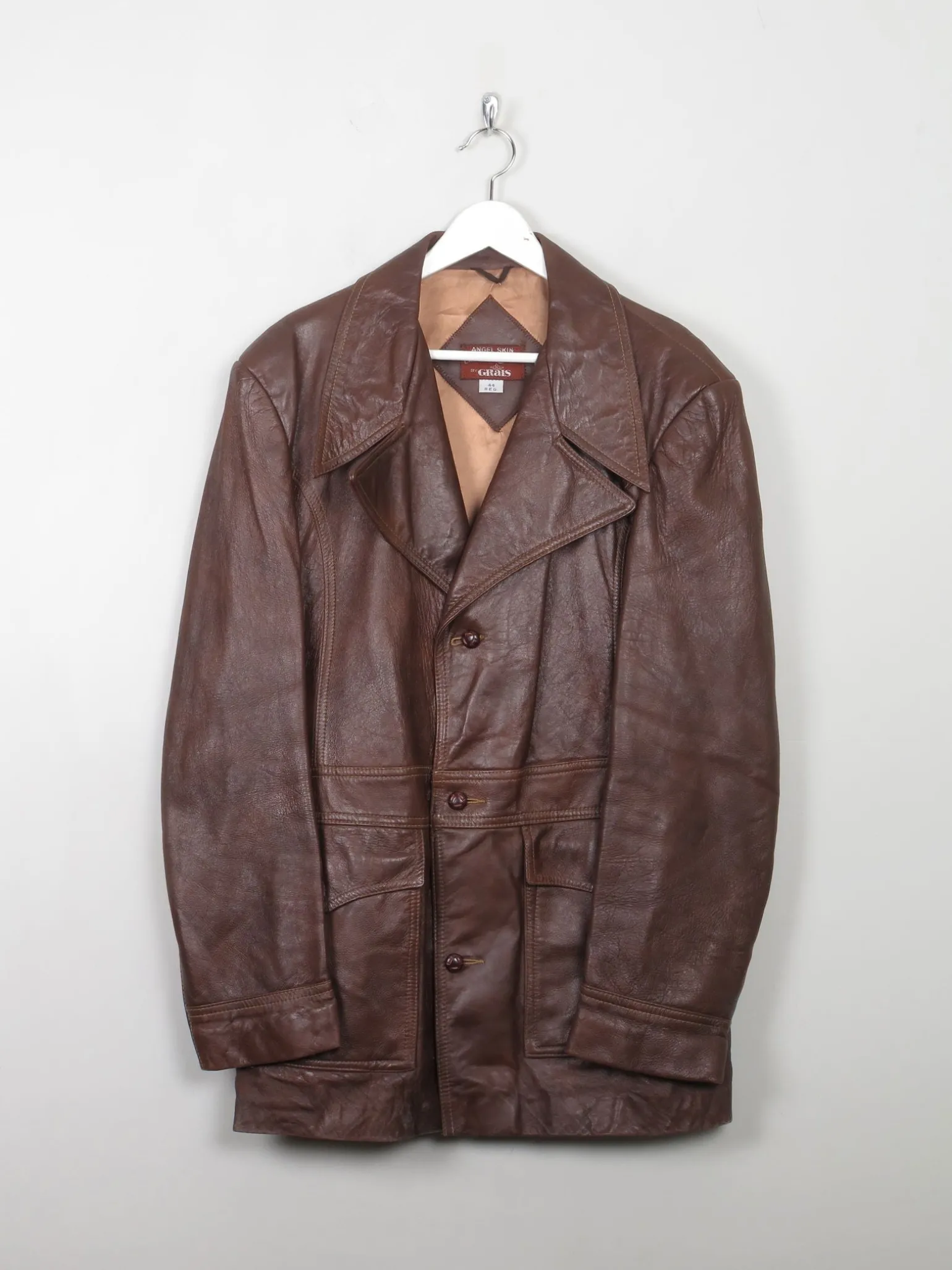 Men's Rust Vintage Leather Jacket L/44