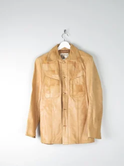 Men's 1970s Vintage Tan Leather Jacket 40" S/M