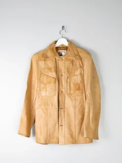 Men's 1970s Vintage Tan Leather Jacket 40" S/M