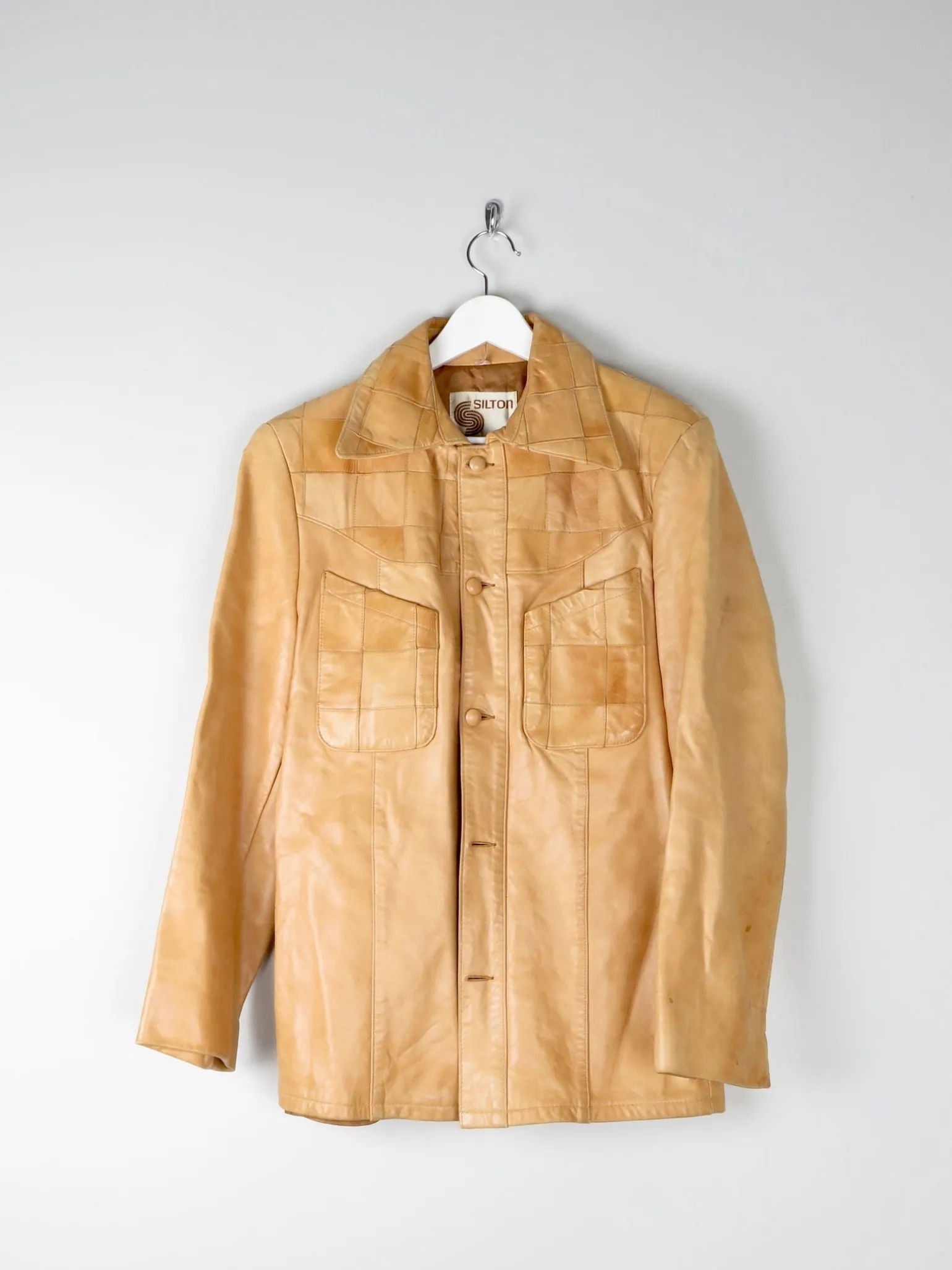 Men's 1970s Vintage Tan Leather Jacket 40" S/M
