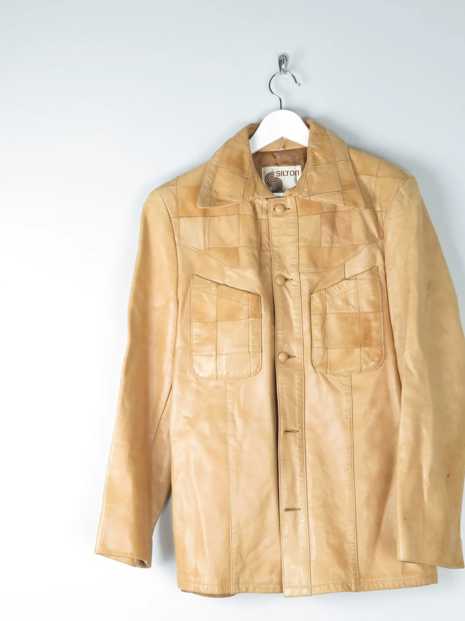 Men's 1970s Vintage Tan Leather Jacket 40" S/M