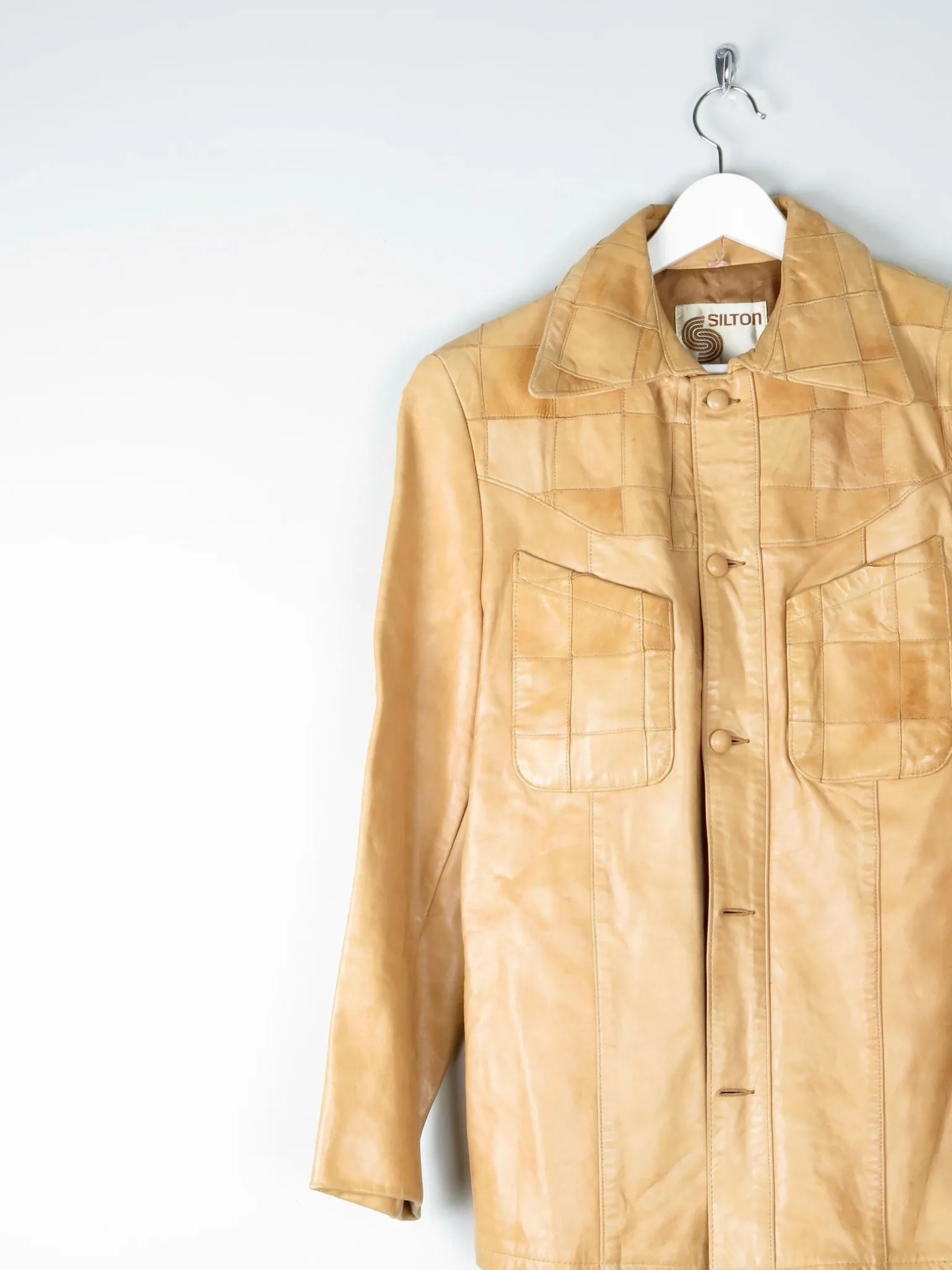Men's 1970s Vintage Tan Leather Jacket 40" S/M