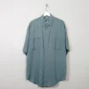 Men's Sage Green Vintage Silk Shirt L