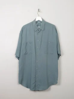 Men's Sage Green Vintage Silk Shirt L