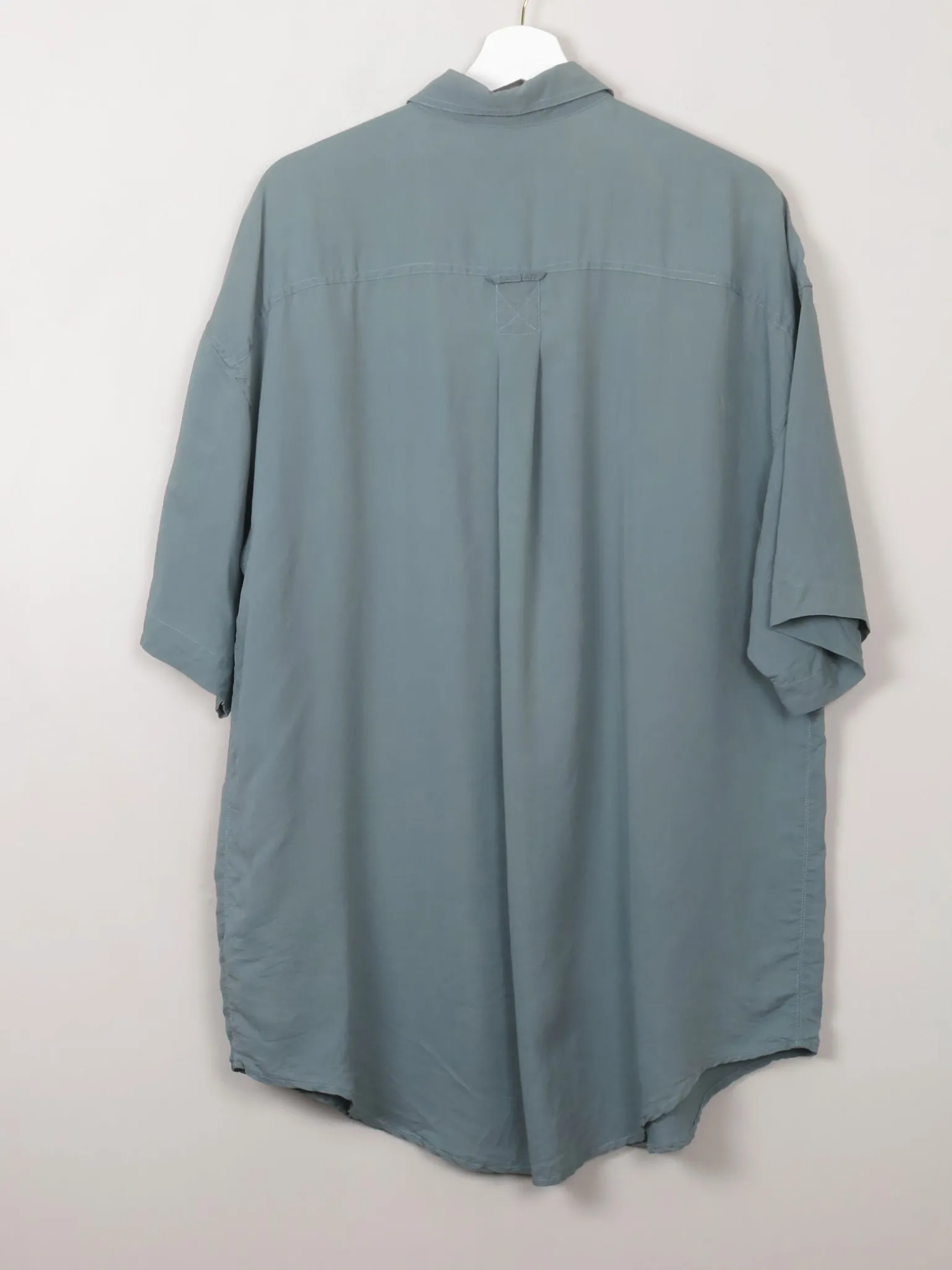 Men's Sage Green Vintage Silk Shirt L