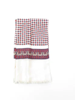 Men's Silk Cream/Blue/Red Vintage Scarf