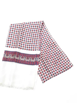 Men's Silk Cream/Blue/Red Vintage Scarf