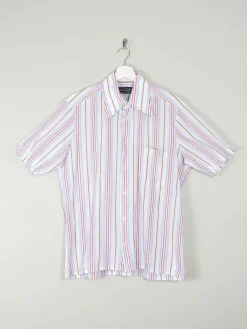 Men's Striped Vintage Short Sleeve Shirt L