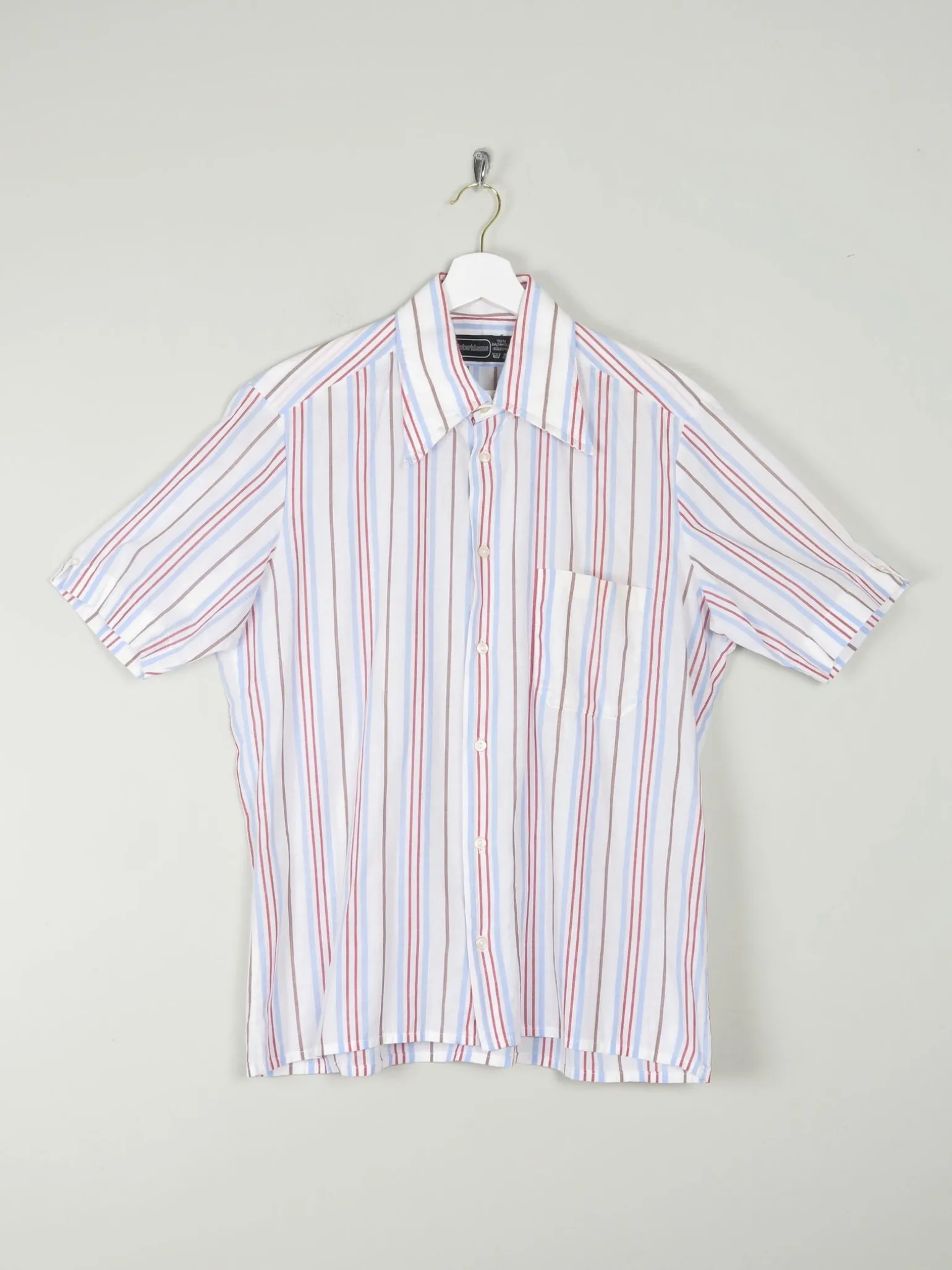 Men's Striped Vintage Short Sleeve Shirt L