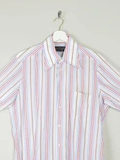 Men's Striped Vintage Short Sleeve Shirt L